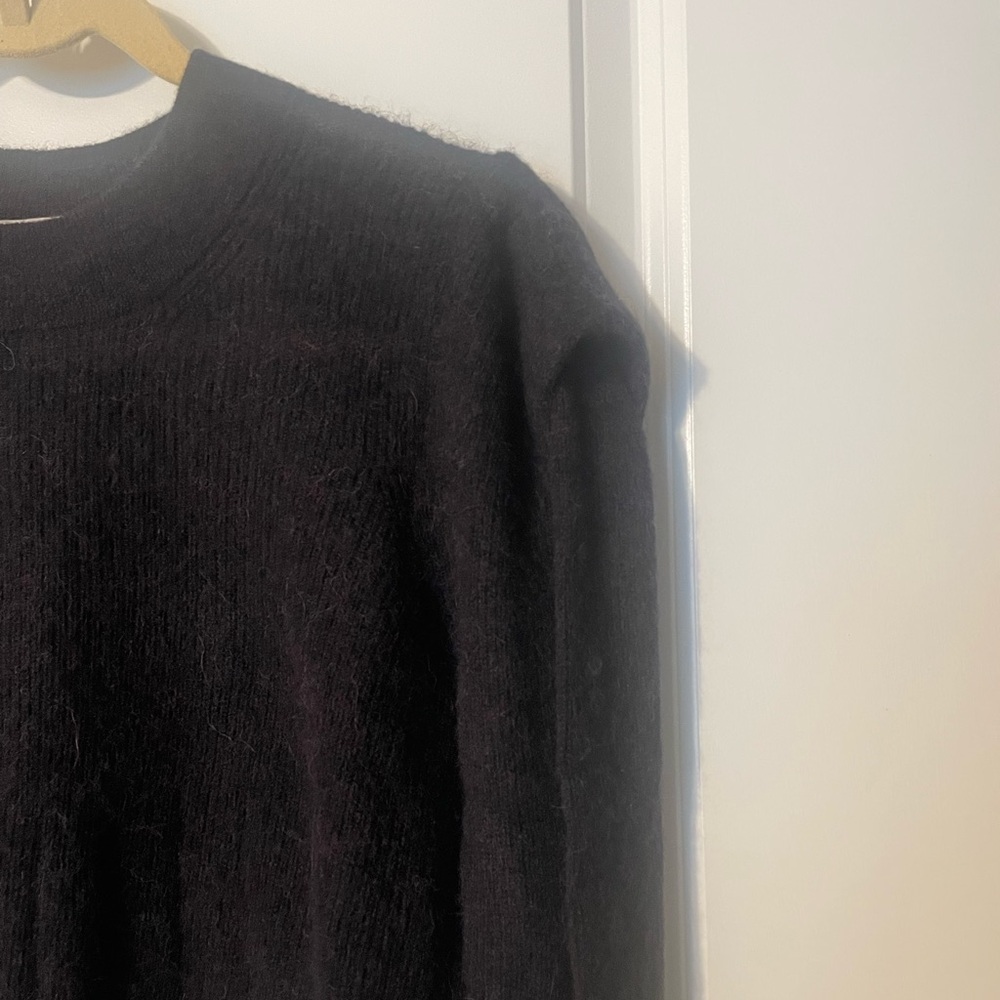 Madewell Alpaca Blend Midnight Blue Long Sleeve Sweater w Shoulder Detail Sz S - Picture 3 of 5